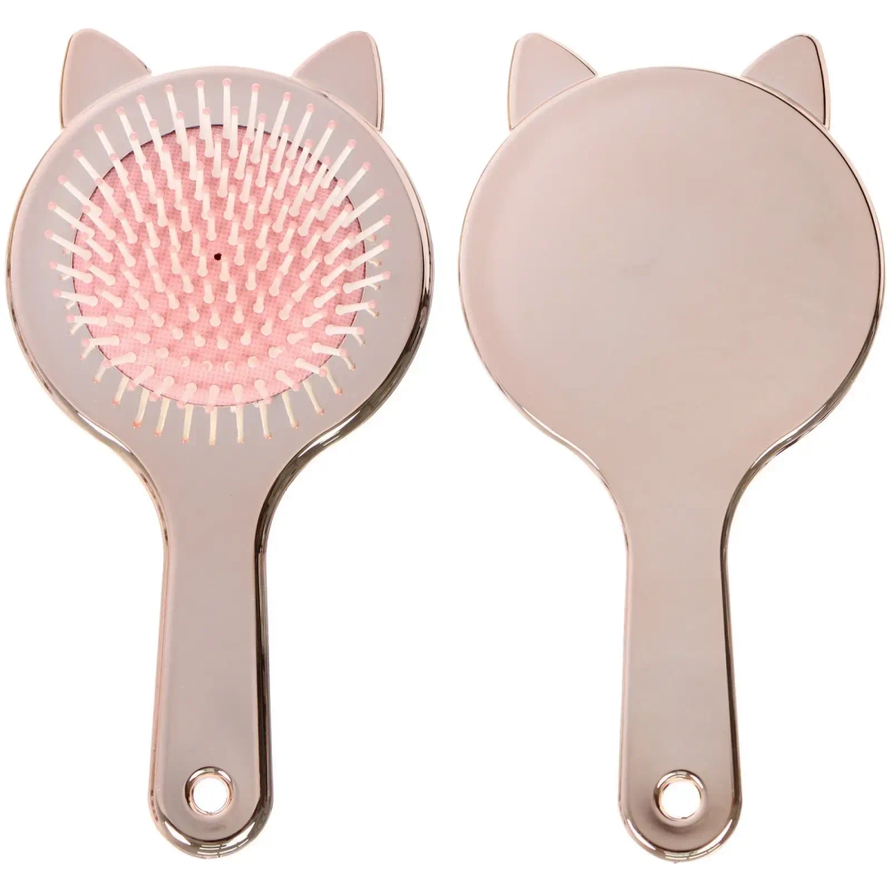 Расчёска массажная зеркальная «КИТИ СЕТ», цвет благородное золото, 19.5*10см (коробка PVS)