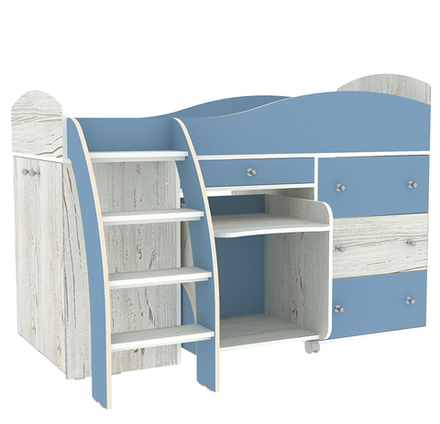 Кровать-чердак КарИВи Малыш 2 Винтерберг Светло-синий, голубой