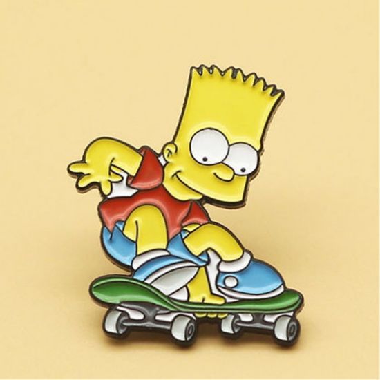 Значок металлический "Барт Симпсон на скейте", 3.0*3.4cm