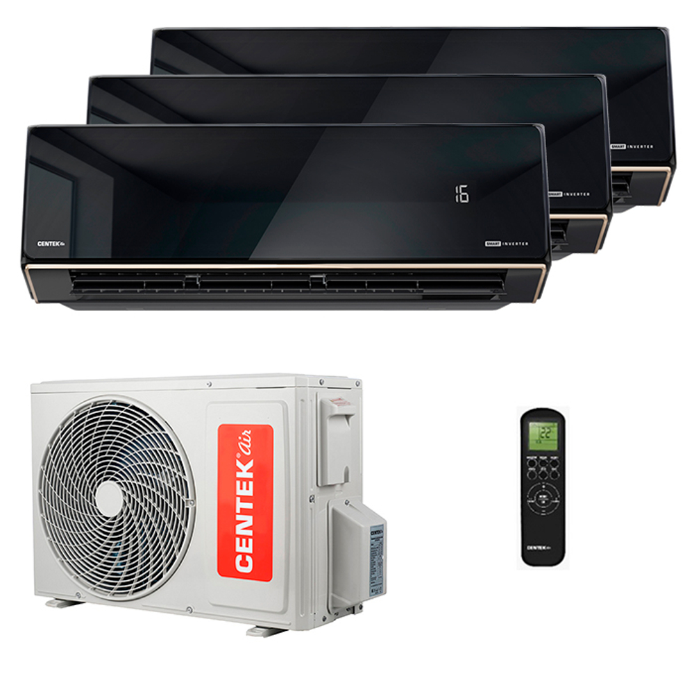 Мультисплит система на 3 комнаты Centek CT-66AMWM-H09/4R3B(HE) (IN) x 3 / CT-66AM3-H27/4DR3C