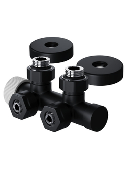 Узел нижнего подключения термостатический угловой Royal Thermo Design Pro 15мм М30х1,5 (Черный)