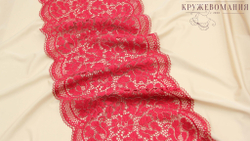 Эластичное кружево, ОПТ, 22 см, красное с золотой нитью, (Арт: EK-1082), м