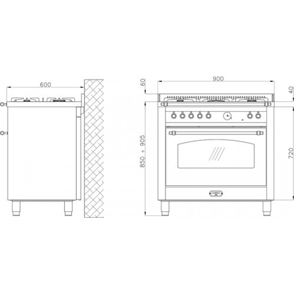 Варочный центр LOFRA PLG96GVT/C размеры