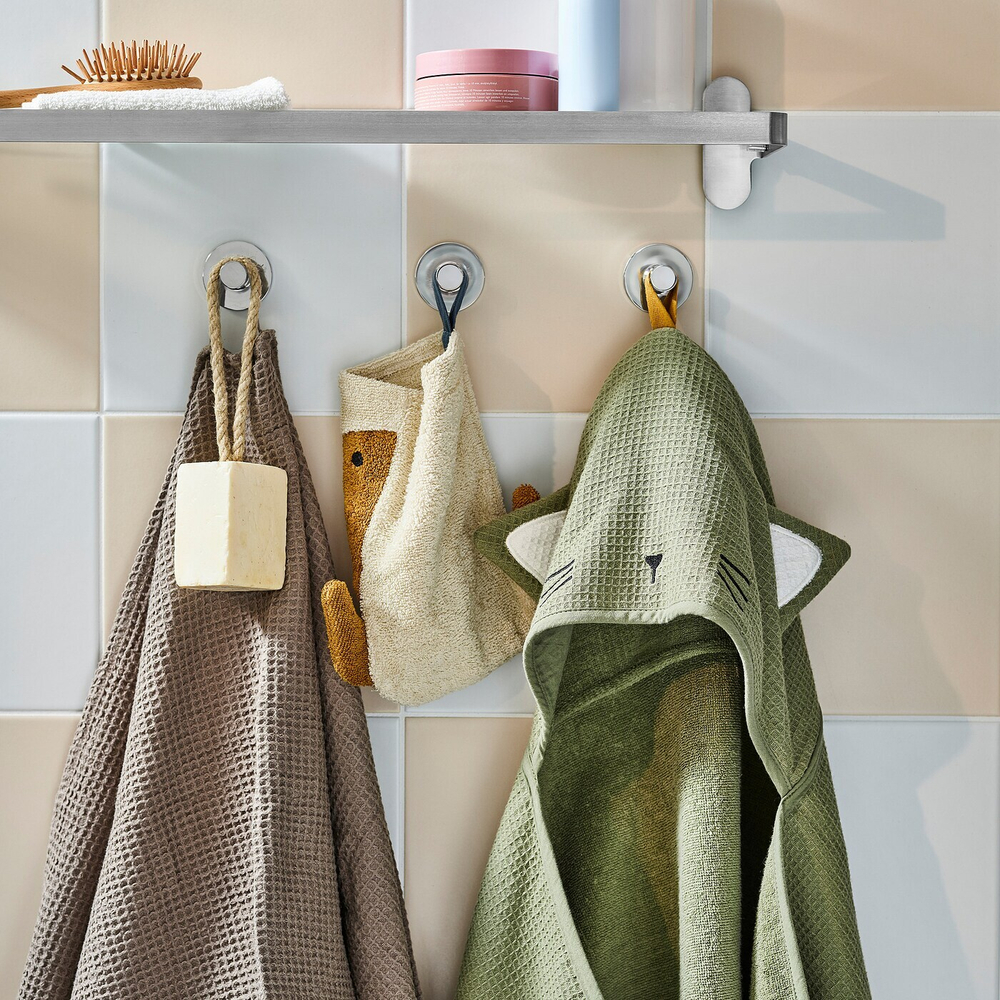 IKEA GULDVÄVARE  (ИКЕА ГУЛДВÄВАРЕ)  -  Полотенце детское с капюшоном, зеленое, 60x125 см