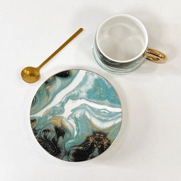 Чайная пара «Мрамор», 220 мл, цвет зелёный