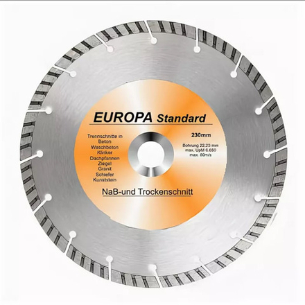 Диск алмазный Европа желтая 230*22 мм.турбо