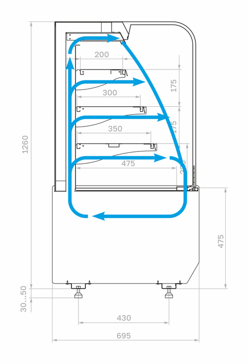 Кондитерская витрина Carboma KR70 VM 0,9-2 STANDARD открытая, горка (RADIUS) (9005-0109)