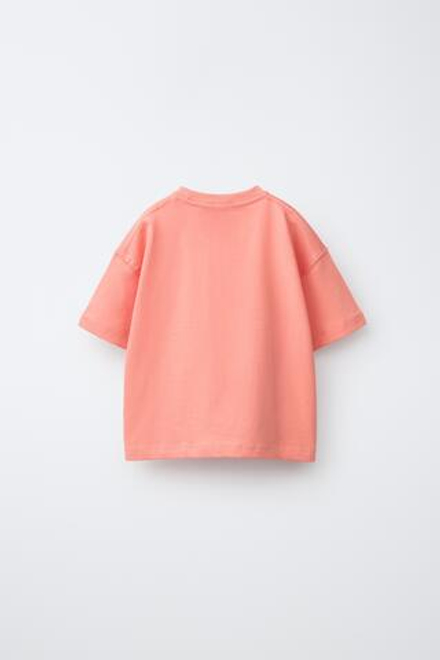 ZARA ФУТБОЛКА С ВЫШИВКОЙ, КОРАЛЛОВО-КРАСНЫЙ