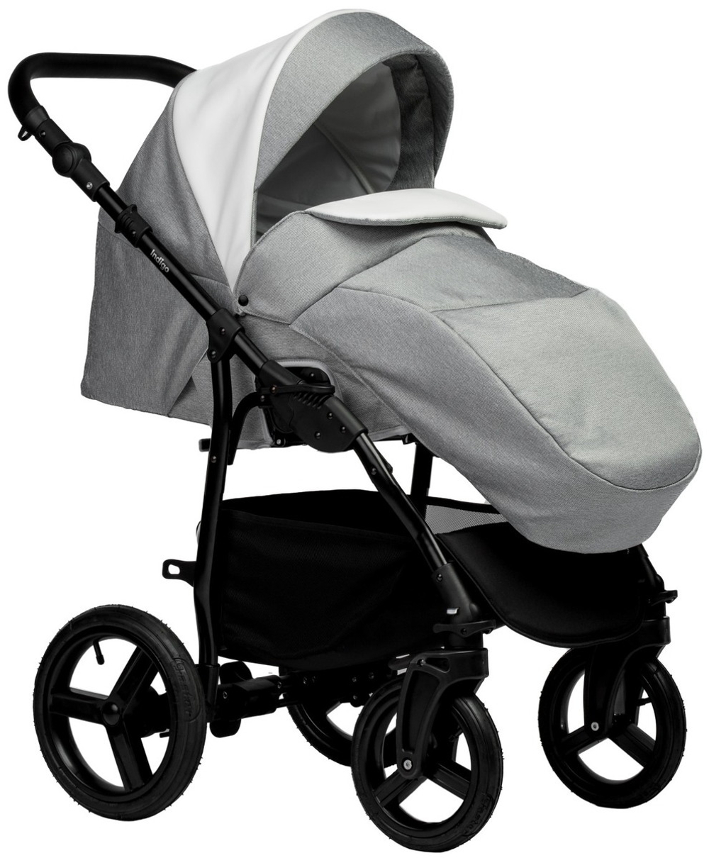 Детская коляска Indigo Impulse Eco 3 в 1 с автокреслом Avionaut Cosmo Beige Ie03 белая кожа/серый