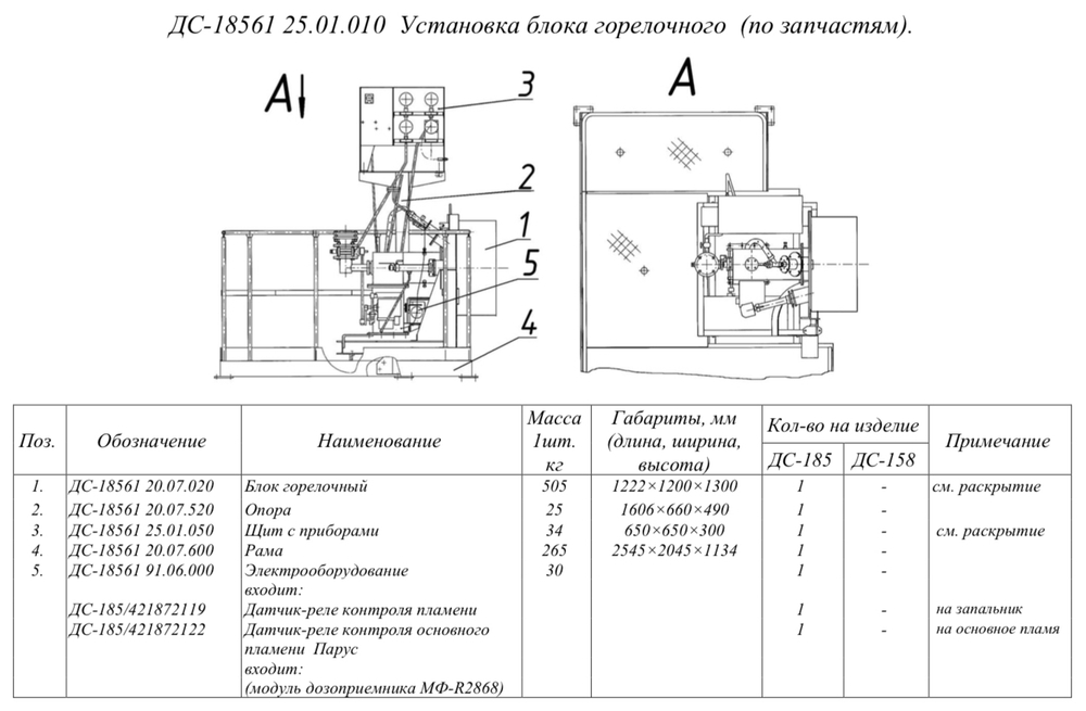 ДС-18561 25.01.010 Установка блока горелочного