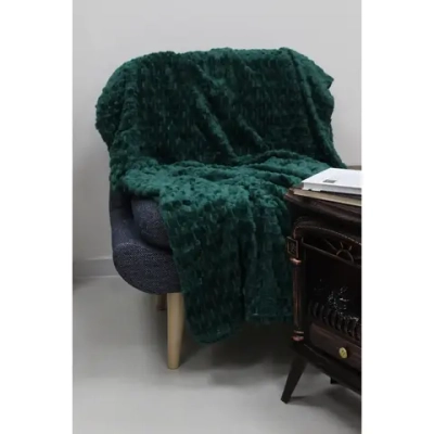 Плед 150*200см «Pompon», цвет изумруд, микрофлис, 240 гр/м²