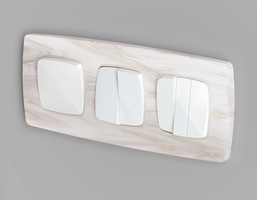 OP1030 Лицевая панель OMEGA (Белый глянец) для 2-кл выключателей QUANT