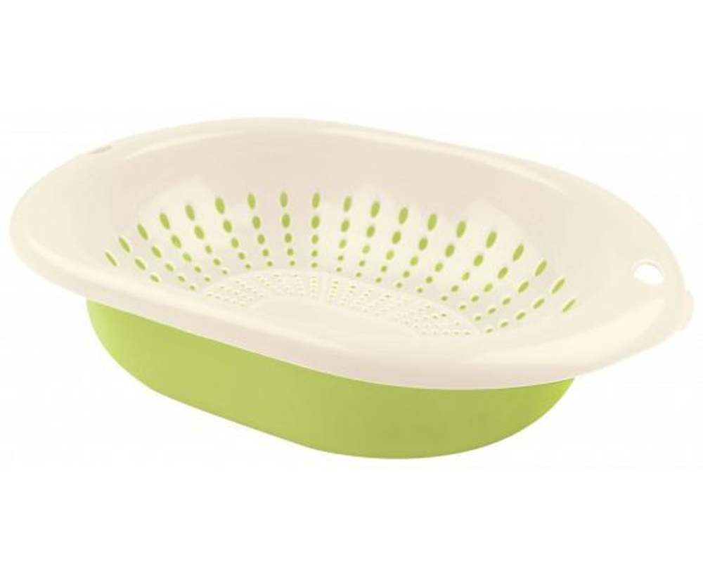Дуршлаг Бытпласт с миской, 3 л, зеленый, пластик