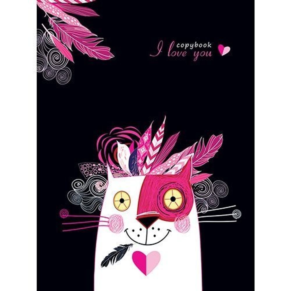 Тетрадь 48л., А5, клетка, Апплика "С любовью", евроспираль, мелованный картон