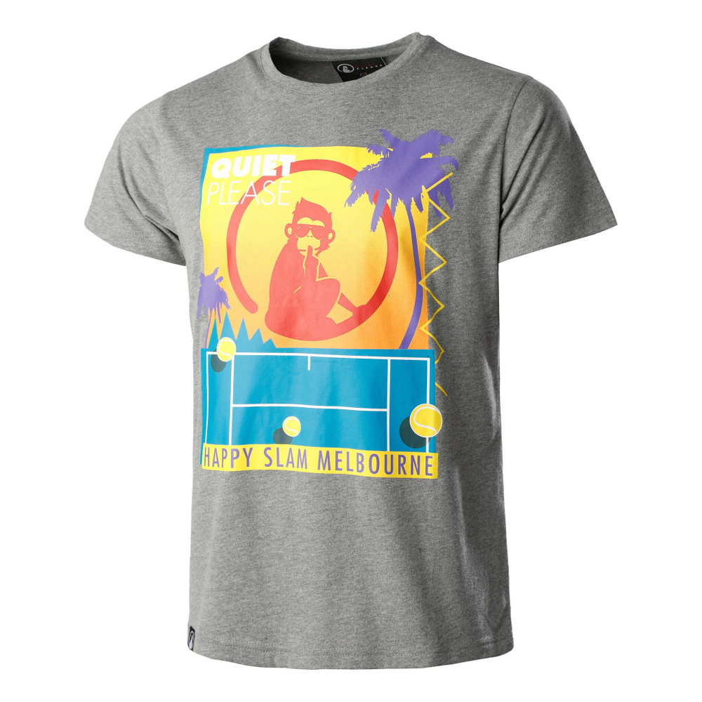 Мужское теннисное поло Quiet Please Happy Slam T-Shirt Men - Grey, Multicoloured
