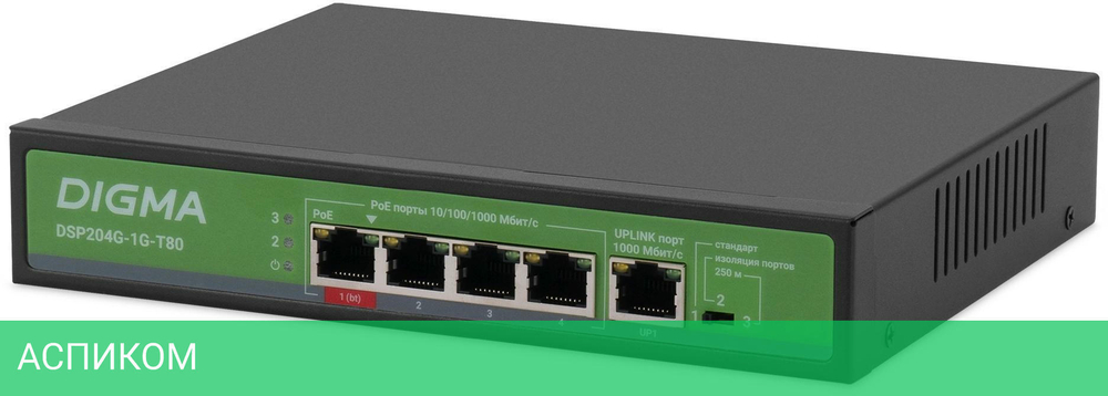 Коммутатор Digma DSP204G-1G-T80 L2