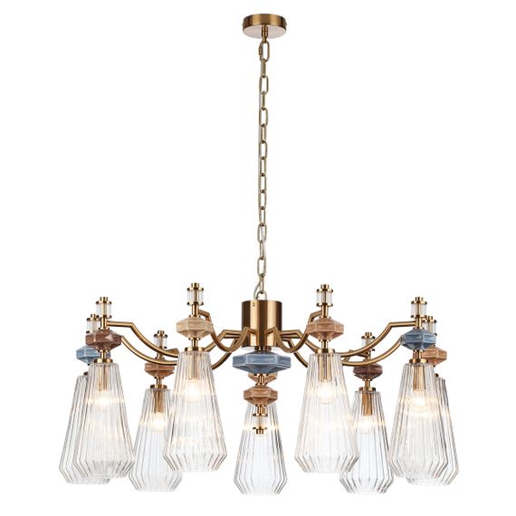 5414/9 MODERN ODL_EX26 021 античная бронза/терракот/синий/бежевый/коричневый/металл/керамика Люстра E14 9*40W TERRA