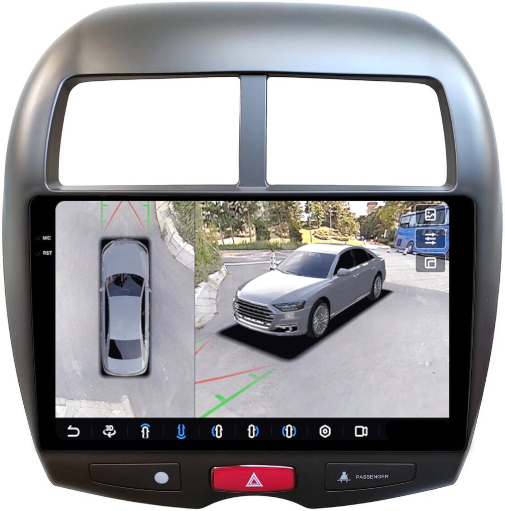 Магнитола для Mitsubishi ASX, Peugeot 4008, Citroen C4 Aircross 2010-2016 - FarCar BX026M-360 монитор 10.36" 2K QLED на Android 13, 6Гб+128Гб, CarPlay, 4G SIM-слот, 4 камеры в комплекте