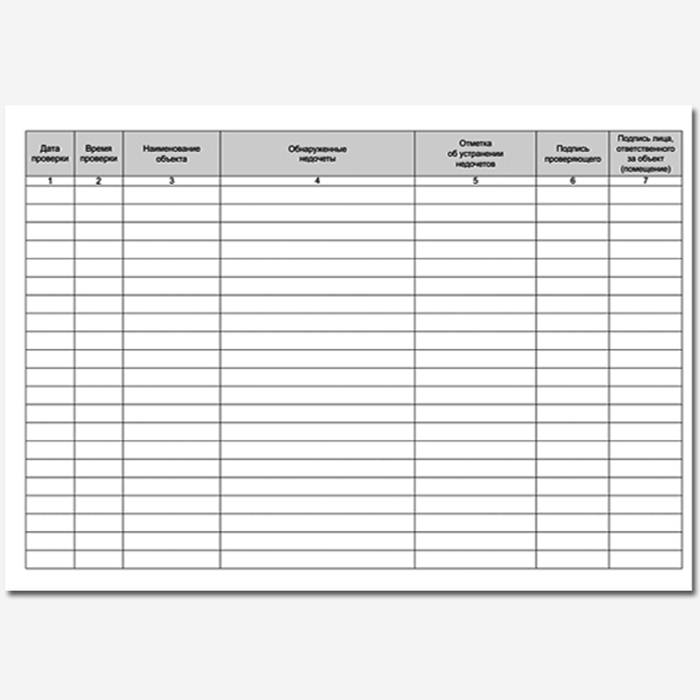 Журнал проверки противопожарного состояния помещений перед их закрытием 50 листов