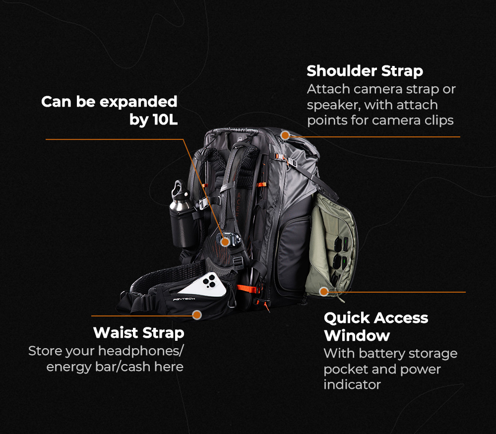 Рюкзак PGYTECH OnePro Flex 40L + Camera Insert M, цвет Space Black