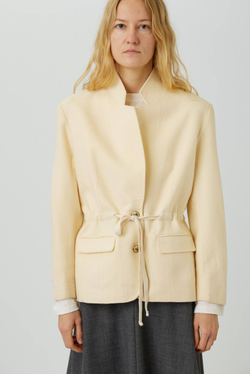 Винтажный жакет из молочной шерсти с кулиской