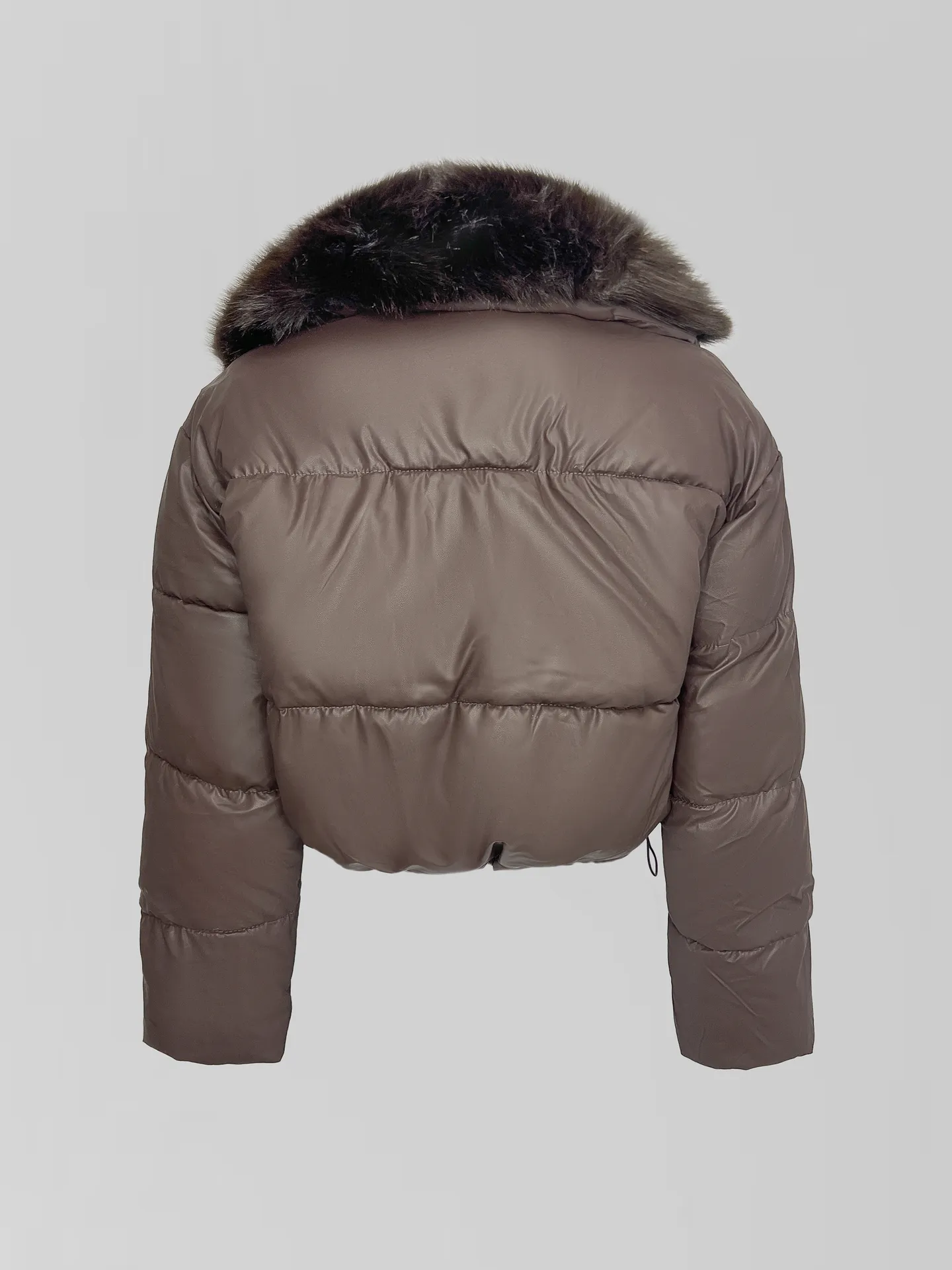 Куртка CLASSIC SIX 8203-A однотонная укороченная с отстегивающимся меховым воротником