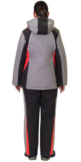 Костюм зимний женский "Сириус-Сибирячка" полукомбинезон (серый/черный/красный)