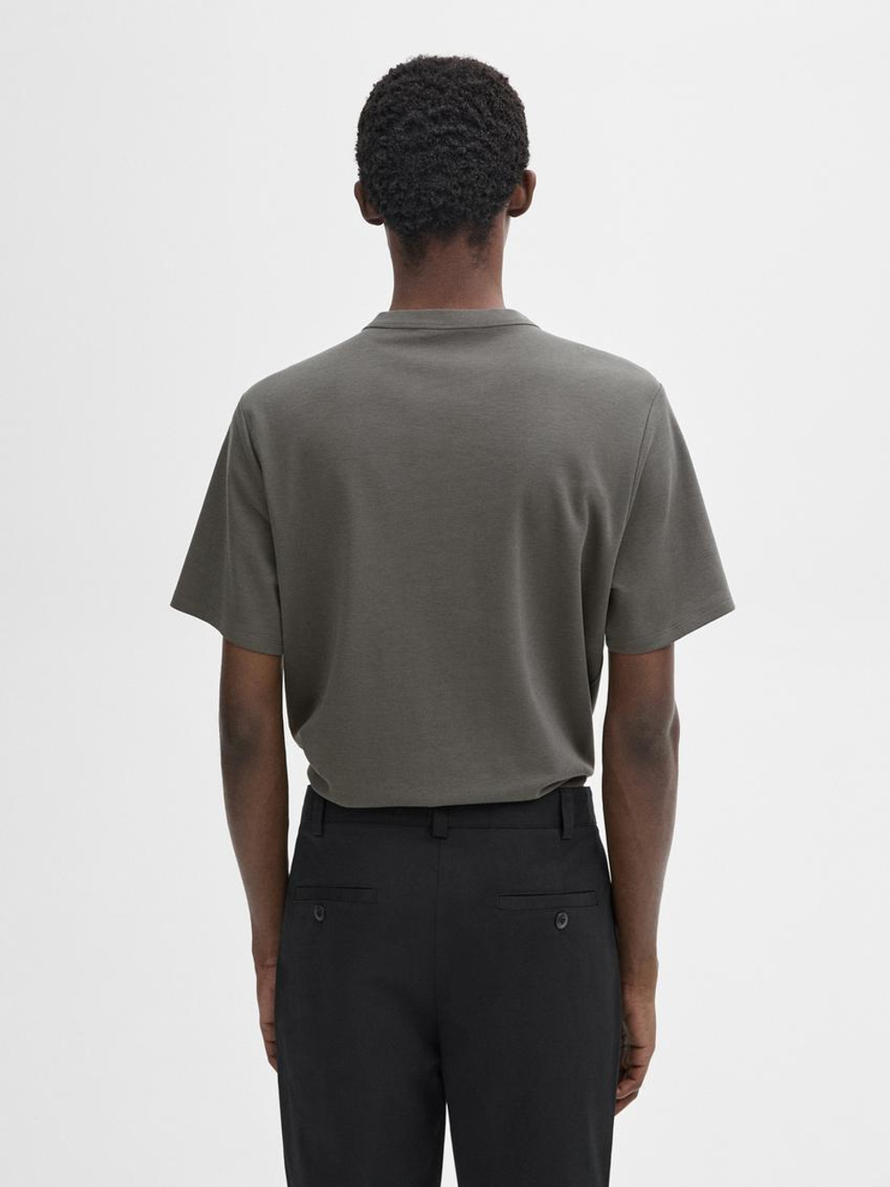 Massimo Dutti Футболка из смесового хлопка, серовато-синий