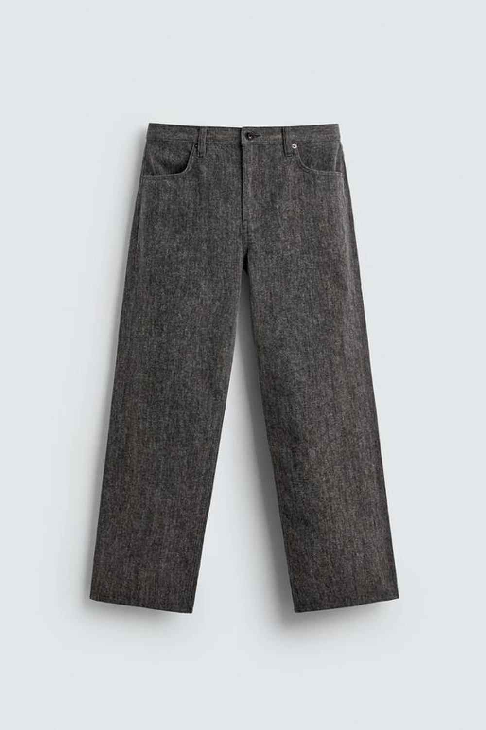 ZARA ДЖИНСЫ ПРЯМОГО КРОЯ ИЗ МЯГКОЙ ТКАНИ, СЕРЫЙ