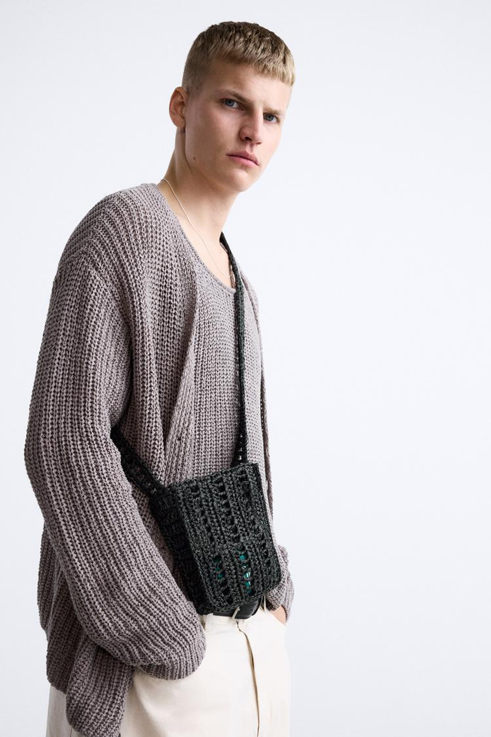 ZARA ПЛЕТЕНАЯ МИНИ-СУМКА, ЧЕРНЫЙ