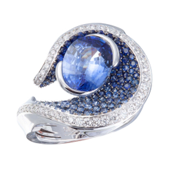 Кольцо с Сапфирами и Бриллиантами, R0120-0/1