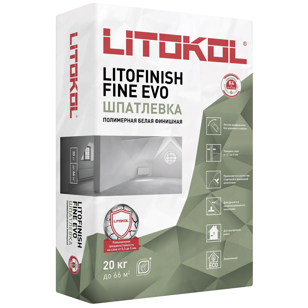 Шпатлевка финишная полимерная Litokol Litofinish Fine Evo белая 20 кг