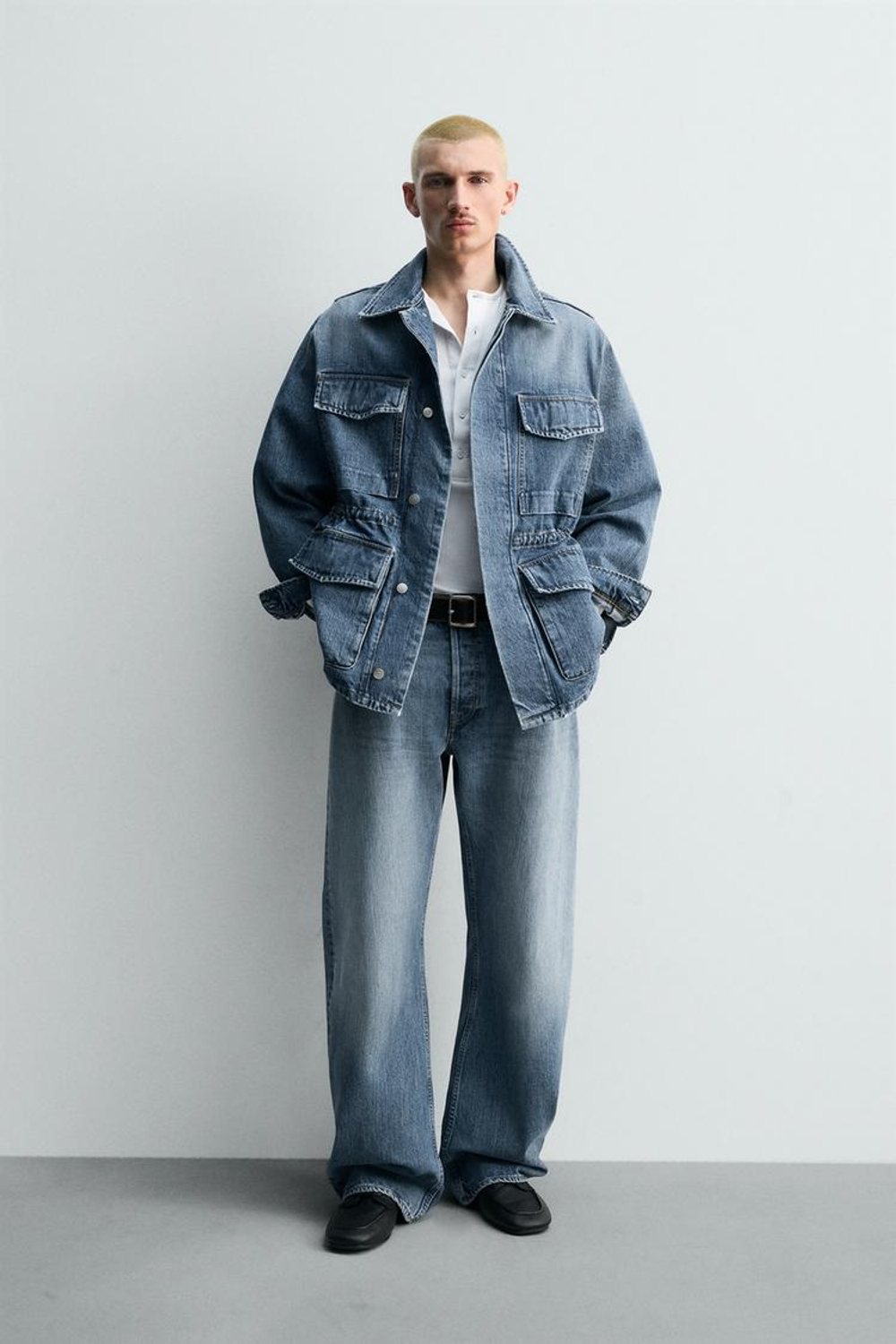 ZARA ДЖИНСЫ BARREL FIT, ГОЛУБОЙ