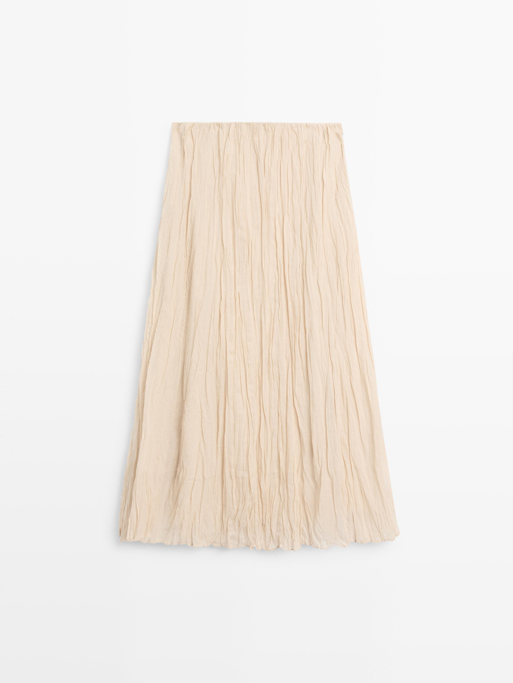 Massimo Dutti Струящаяся юбка миди с плиссировкой, кремовый