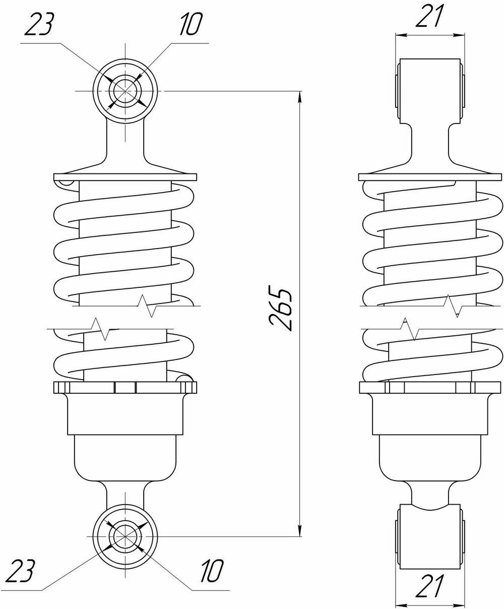 Амортизатор задний ( межболтовое 290мм, М10) (1шт) черный для электровелосипеда U2