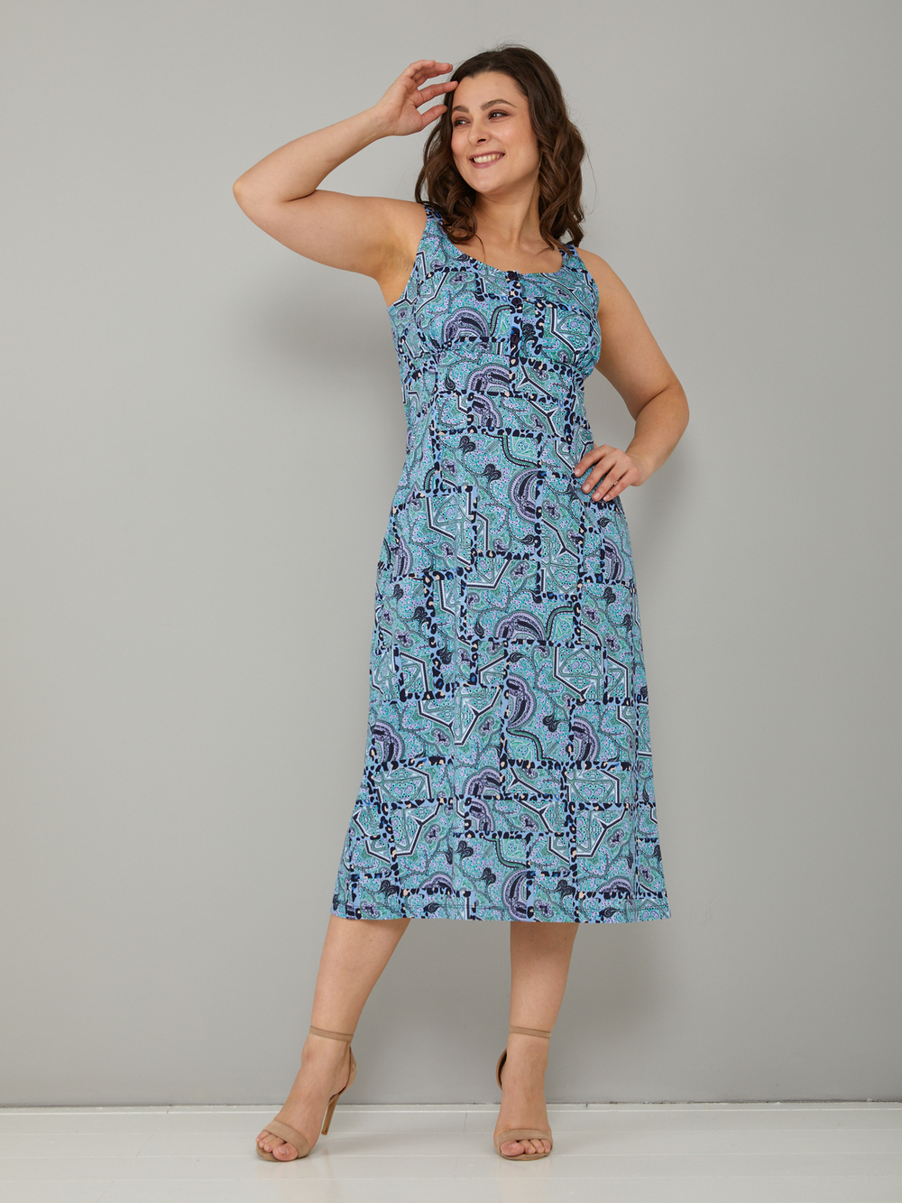 Платье П-015/зеленыйогурец-лео