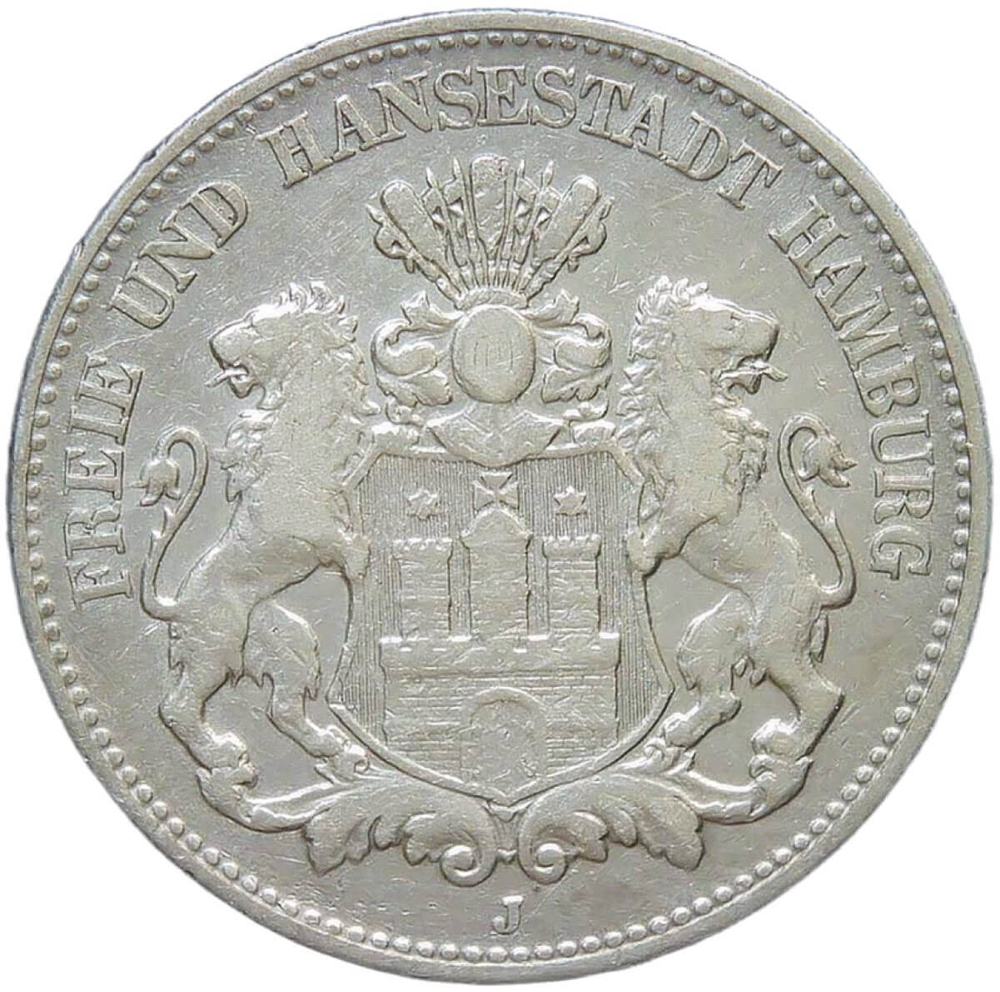 Германская Империя 2 марки (mark) 1903. Гамбург (VF-XF)