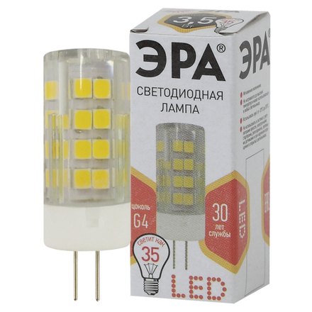 Лампа светодиодная ЭРА STD LED JC-3,5W-220V-CER-827-G G4 3,5Вт керамика капсула теплый белый свет