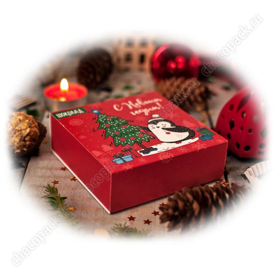 Упаковка для 4 шоколадных конфет. НГ