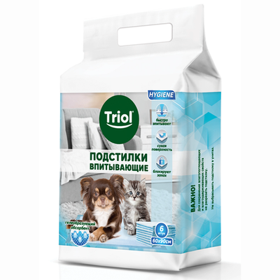 Подстилки впитывающие, 600*900мм (уп.6шт.), серия hygiene, triol