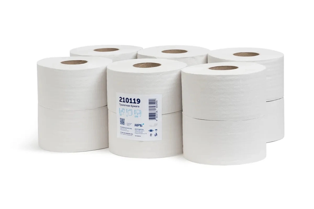 Туалетная бумага НРБ ТБ 1-150 1 слой, 12 рулонов, 150 м, серая