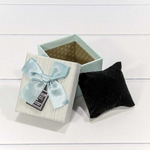 Коробка Ювелирная 9.5х8.5х7 см с бантом и подушкой внутри (Голубой)