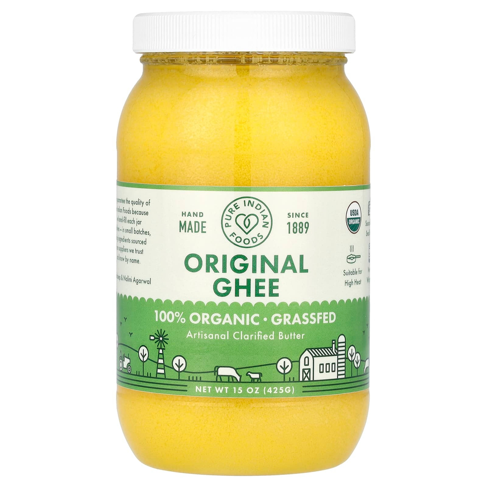 Pure Indian Foods, органическое масло гхи ручной работы, оригинальный вкус, 425 г (15 унций)