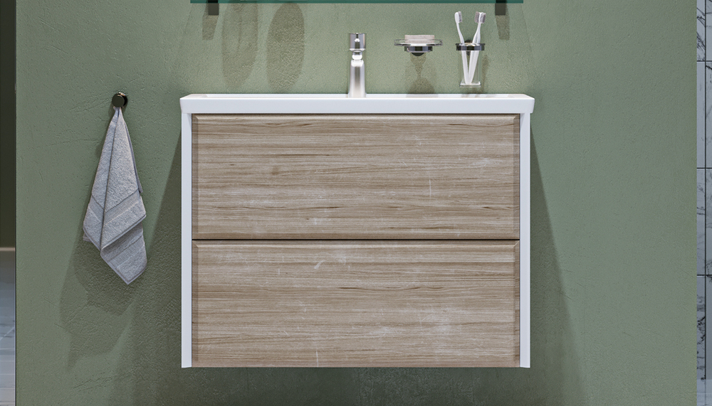 Тумба подвесная VELVEX Gesso 80.2Y белый дуб сонома