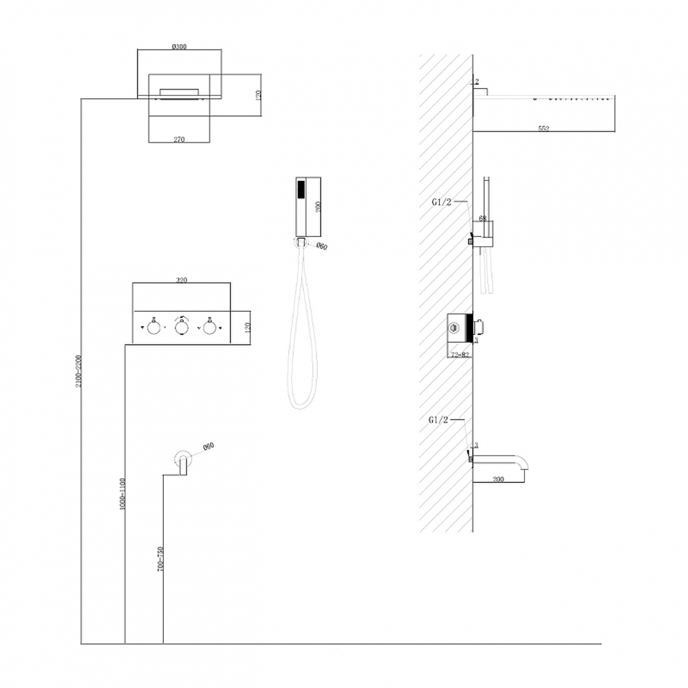 Душевая система Abber Wasser Kreis AF8150RG с термостатом Розовое золото