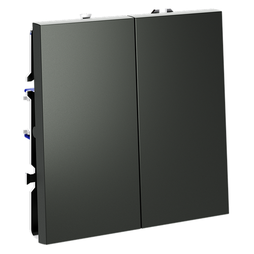 Выключатель встраиваемый VOLTUM S70 двухклавишный 10А, (титан)