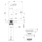 LM6106BRG Прайм Смеситель для умывальника монолитный, черный/розовое золото (317R) (к/к 10)