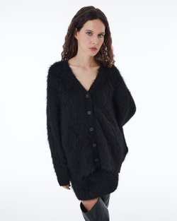 Кардиган на пуговицах из альпака черный