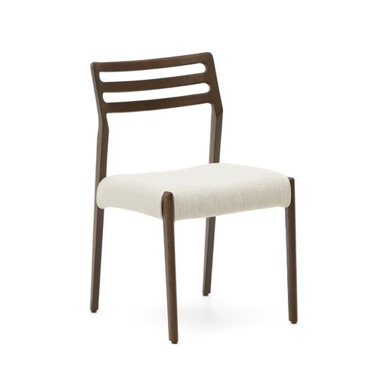 Стул Cudia из бежевой синели из массива дуба с отделкой орех FSC Mix Credi