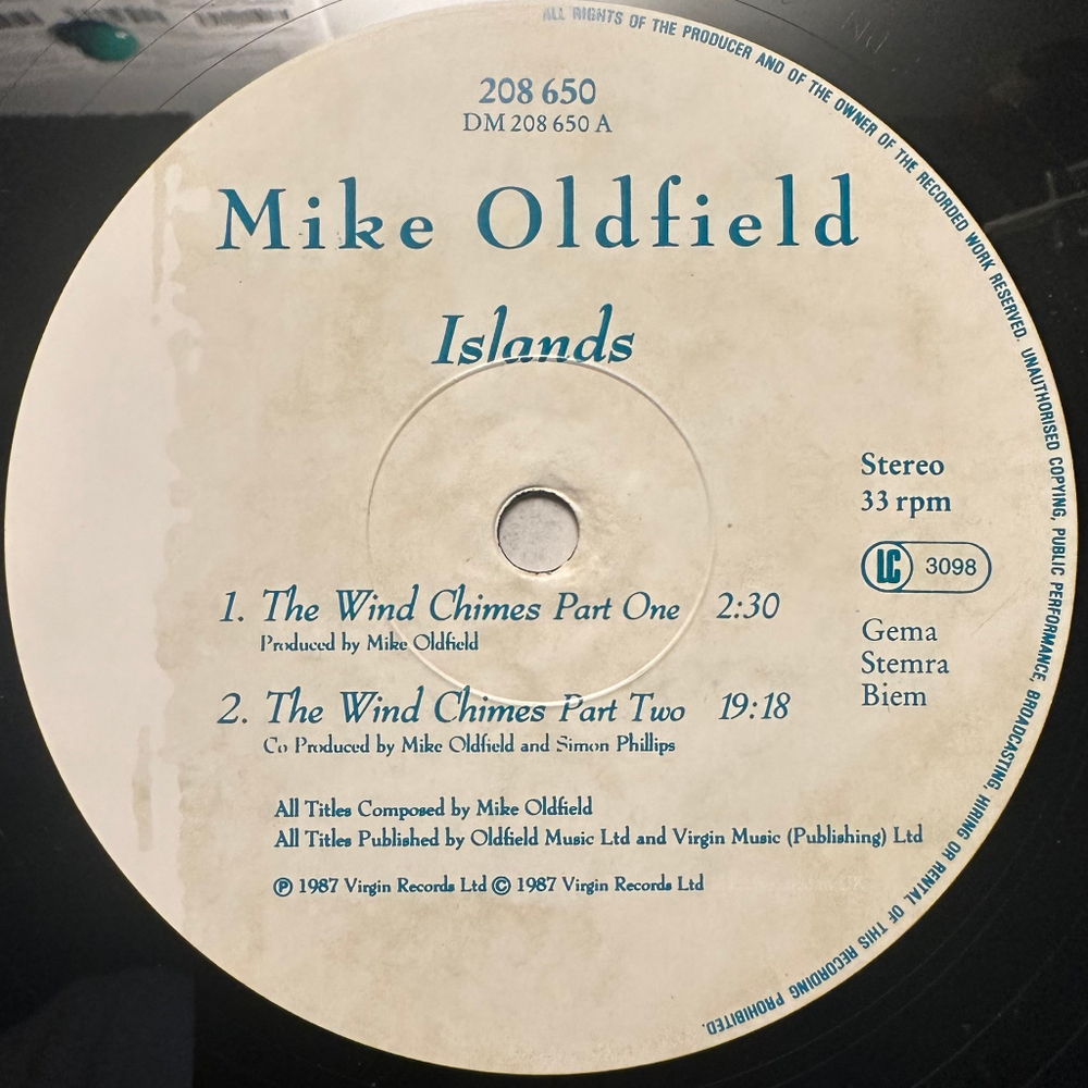 Mike Oldfield - Islands (Европа 1987г.)